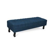 Puff Baú Decorativo Capitonê Luis XV 90x40cm Suede Azul - Sheep Estofados