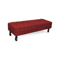 Puff Baú Decorativo Capitonê Luis XV 90x40cm Suede Vermelho - Sheep Estofados