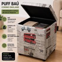 Puff Baú Decorativo ENGLAND Organizador Reforçado Porta Objetos Puff Baú Decorativo ENGLAND Organizador Reforçado Porta Objetos