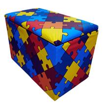 Puff Bau Decorativo Organizador Estampa Quebra Cabeça