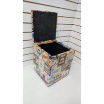 Puff Baú Decorativo Porta Objetos Barber Shop