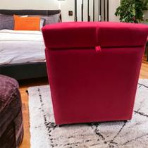 Puff Baú Decorativo Quadrado Para Sala Quarto Suede Vermelho Madelina Decor