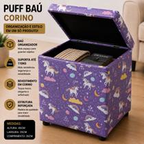 Puff Baú Decorativo UNICÓRNIO Organizador Reforçado Porta Objetos Puff Baú Decorativo UNICÓRNIO Organizador Reforçado Porta Objetos