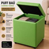 Puff Baú Decorativo VERDE Organizador Reforçado Porta Objetos Puff Baú Decorativo VERDE Organizador Reforçado Porta Objetos