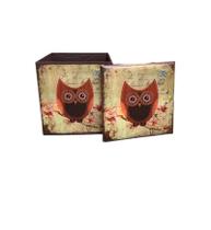 puff baú estampa vintage de coruja p