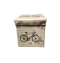 puff baú estampa vintage de paris bicicleta