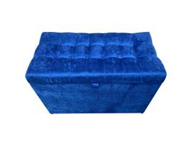 Puff baú estofado retangular - 68 cm - azul royal - 100% mdf