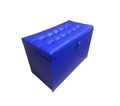 Puff baú estofado retangular - 68 cm - azul royal - material sintético- 100% mdf