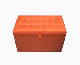 Puff baú estofado retangular - 68 cm -laranja -material sintético - 100% mdf