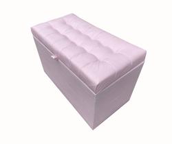 Puff baú estofado retangular - 68 cm - rosa claro material sintético- 100% mdf