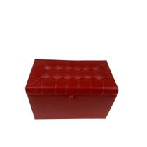 Puff baú estofado retangular - 68 cm - vermelho material sintético Puff baú estofado retangular - 68 cm - vermelho material sintético