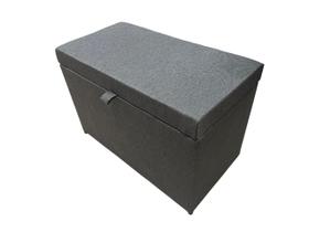 Puff Baú Estofado Retangular C/ Pistão á Gás Em Linho - Cinza