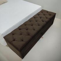 Puff Baú (Gaveta) 120x40x45cm Na cor Marrom Escuro (Calçadeira) Perfeito para o Seu Lar