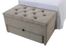 Puff Baú Gaveta (sapateiro infantil) 70x50x45cm Na cor Bege Claro Veludo Liso