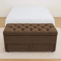 Puff Baú Gaveta (sapateiro infantil) 90x50x45cm Na cor Marrom Tecido Veludo Liso