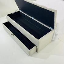 Puff Baú Guarda Volume 120x40x45cm Cor Bege Claro Estrutura em MDF