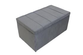 Puff Baú Infantil (Solteiro) 90x50x45cm Na cor Cinza No Tecido Veludo Liso (Módulos)