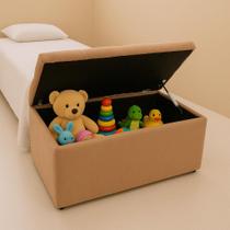 Puff Baú Infantil (Solteiro) 90x50x45cm Na cor Rosê no Tecido Veludo Liso