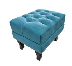 Puff Baú Luís XV SRJ Suede Cor Turquesa