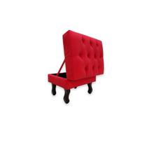 Puff Baú Luís XV SRJ Suede Cor Vermelho