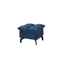 Puff Baú Luxor Pés de Aço Preto 63 X 63cm Veludo Azul Marinho