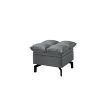 Puff Baú Luxor Pés de Aço Preto 63 X 63cm Veludo Cinza