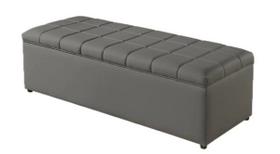 Puff Baú Madri Sued Grafite Pés Palito