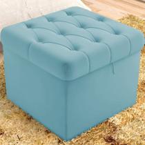 Puff Baú Malli 40X50X50 Suede Azul Turquesa- D A Decor