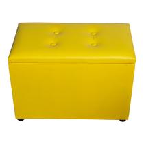 Puff Baú material sintético AMARELO para Organizar e Decorar 55x33 - ART PUFF DO BRASIL