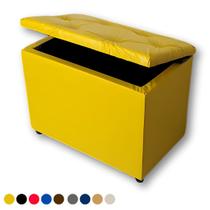 Puff baú Material Sintético retangular organizador porta objetos