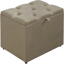Puff Baú Organizador Atena Estofado Capitonê Veludo Bege Puff Baú Organizador Atena Estofado Capitonê Veludo Bege