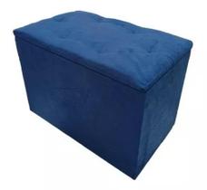 Puff Bau Organizador Porta Objetos Azul Suede