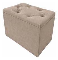 Puff Bau Organizador Porta Objetos Bege Suede