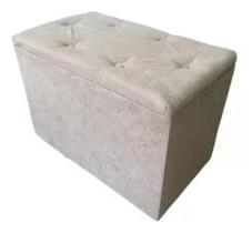 Puff Bau Organizador Porta Objetos Branco Suede
