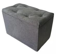 Puff Bau Organizador Porta Objetos Cinza Suede