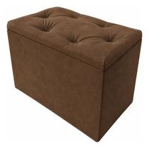 Puff Bau Organizador Porta Objetos Marrom Suede