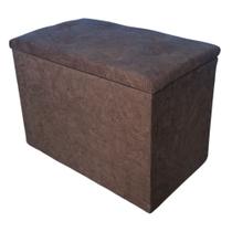 Puff Bau Organizador Porta Objetos Marrom Suede