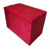 Puff Bau Organizador Porta Objetos Vermelho Suede
