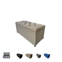 Puff Bau pé de cama 90 cm suede capitone porta objetos e brinquedos