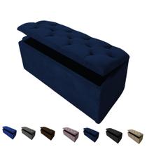 Puff Bau pé de cama 90 cm suede capitone porta objetos e brinquedos