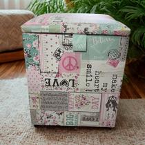 Puff Bau Pequeno Porta Brinquedos Organizador Puffe Pufe Baú