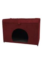 Puff baú pet casa p/ cachorros e gatos em suede - bordo Puff baú pet casa p/ cachorros e gatos em suede - bordo