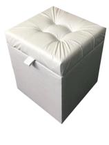 Puff baú quadrado 1 lugar 36x36 cm branco material sintético