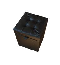 Puff baú quadrado 1 lugar 36x36 cm preto material sintético