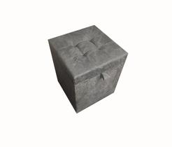 Puff baú quadrado - 1 lugar - 36x36cm - cinza