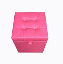 Puff baú quadrado - 1 lugar - 36x36cm - rosa choque - material sintético