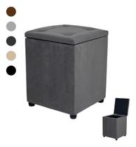 Puff Baú Quadrado Dobrável Caixa Organizadora material sintético Decoração Cinza Puff Baú Quadrado Dobrável Caixa Organizadora material sintético Decoração Cinza