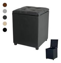Puff Baú Quadrado Dobrável Caixa Organizadora material sintético Decoração Preto