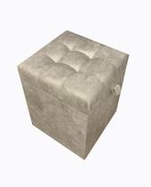 Puff baú quadrado em suede amassado 35 cm - bege claro Puff baú quadrado em suede amassado 35 cm - bege claro