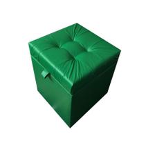 Puff baú quadrado em suede amassado 35 cm - verde material sintético